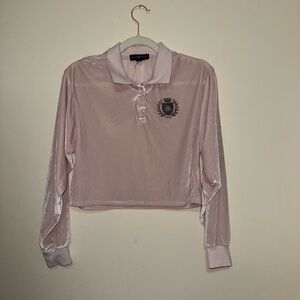 Pink Long Sleeve Velvet Top